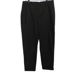 TSE Womens Sz 6 Black High Waisted Cotton Pants Folded Hem Silky Feel